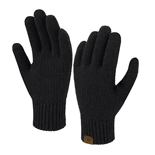 Produktbild: Bequemer Laden Damen Winter Warm Touchscreen Handschuhe Thermal Winterhandschuhe Gestrickte Handschuhe Strickhandschuhe mit Elastisch Manschette, Schwarz