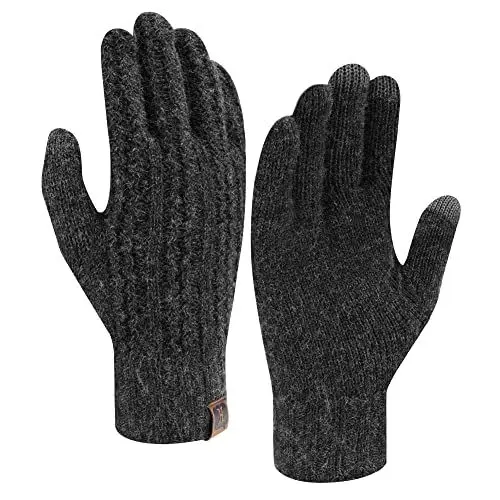 Produktbild: Bequemer Laden Damen Winter Warm Touchscreen Handschuhe mit Fleece Gefüttert und Elastisch Manschette Winterhandschuhe Strickhandschuhe Fingerhandschuhe, Schwarz