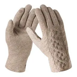 Produktbild: Bequemer Laden Damen Wintersport Handschuhe Dick Fleece Strick Handschuhe Touchscreen Warme Winterhandschuhe für Outdoor Garten mit Warme Fleece Futter & Wolle Haken, Khaki, Einheitsgröße