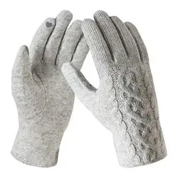 Produktbild: Bequemer Laden Herren Damen Wolle Strick Touchscreen Handschuhe Winterhandschuhe mit Warme Fleece Futter Warm und Winddicht für Outdoor Sport,Einheitsgröße,Hellgrau
