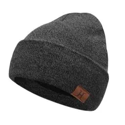 Produktbild: Bequemer Laden Winter Warm Beanie Mütze Thermo Wintermütze Strickmütze Rippe Gestrickt Mützen mit Fleece Gefütterte für Herren Damen, Dunkelgrau