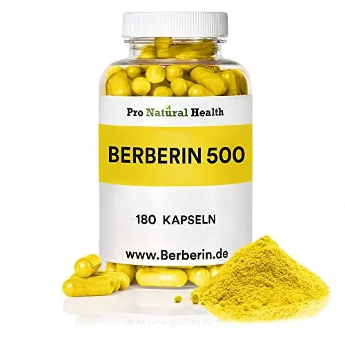 Produktbild: Berberin 500 mg (180 Kapseln) - Made in Germany - vegan - hochdosiert 97% Berberin HCl - natürliches Nahrungsergänzungsmittel Berberin Pulver Wurzelextrakt aus der Berberis Aristata Pflanze