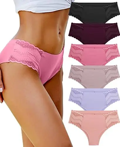 Produktbild: BeReady Seamless Slips Damen Spitze Unterhosen Damen Sexy Nahtlose Unterwäsche Frauen Set Spitzen Brazilian Slip Damen Mehrpack 6er Pack