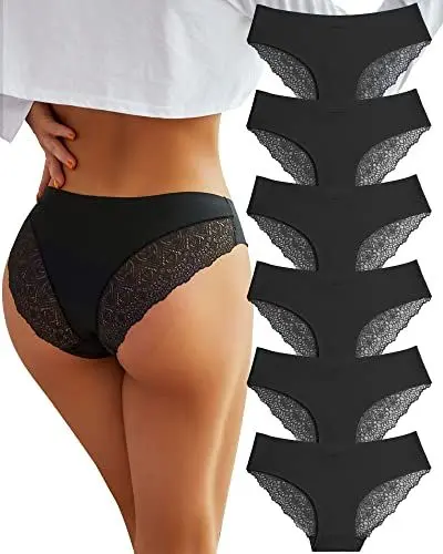 Produktbild: BeReady Damen Unterwäsche Seamless Slips Damen V Taille Unterwäsche Frauen Spitzen Nahtlose Hipster Unterhosen Spitze Slip Mehrpack 6er Pack