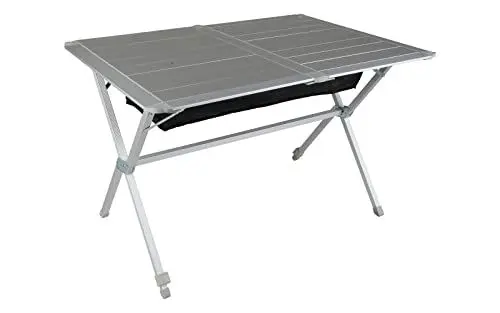 Produktbild: BERGER Campingtisch mit rollbarer Tischplatte - Klapptisch Höhenverstellbar Klappbar | Gartentisch, Esstisch, Balkon, Garten, Terrasse (Aluminium)