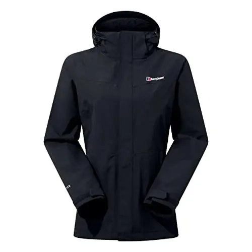 Produktbild: Berghaus Damen Hillmaster Interactive Jacke, Atmungsaktiver, Strapazierfähiger Mantel Übergangsjacke Hardshell Gore-Tex Wasserdichte, Schwarz, 42 EU