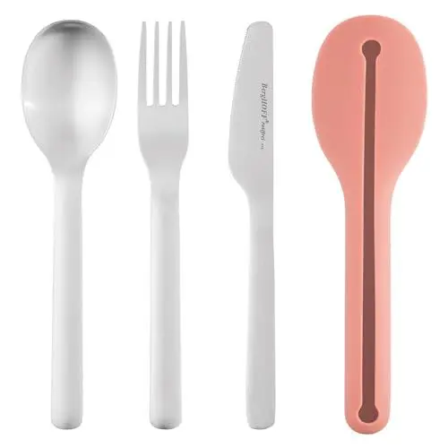 Produktbild: BergHoff Reisebesteck Set 4-teilig (Essbesteck aus Edelstahl, mit Silikonhülle, Besteck spülmaschinenfest, Camping Besteck, Besteck-Set To go) 3950130