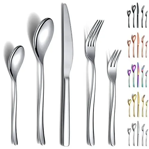 Produktbild: Berglander Besteck-Set 30-teilig, stabiles Edelstahl-Besteck-Set Rostfrei, Gabeln und Löffel Besteck Spülmaschinenfest
