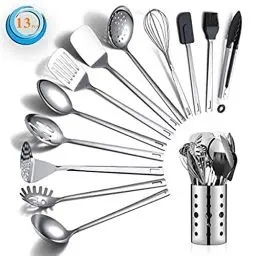 Produktbild: Berglander Edelstahl Kochutensilien Set 13 teiliges Küchenutensilien Set, Kochlöffel mit Antihaft und hitzebeständigem Utensilienhalter, spülmaschinenfest, leicht zu reinigen