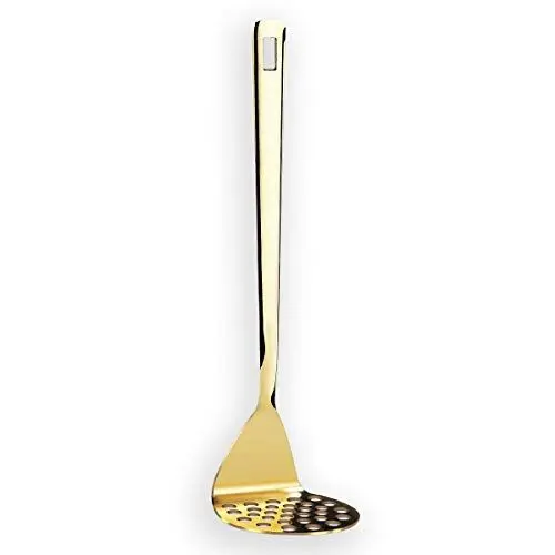 Produktbild: Gold Potato Masher, Berglander Hochleistungs-Metallkartoffel Ricer Edelstahl mit Titanvergoldung, Food Masher Utensil Handstampfer, Gemüse Obst Mashe, spülmaschinenfest, leicht zu reinigen