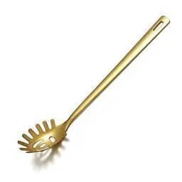 Produktbild: Gold Spaghetti Löffel, Berglander Nudelserver mit Titanvergoldung, Edelstahl Spaghetti Server zum Kochen, Nudelgabel, Nudelgabel, spülmaschinenfest, leicht zu reinigen