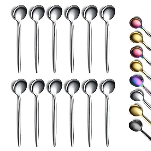 Produktbild: Berglander Kaffeelöffel 12er-Set, Edelstahl Glänzende polnische kleine Mini-Demitasse Espresso Mocca Latte Löffel Besteck, Teelöffel Kleines Dessert Zuckerlöffel Spülmaschinenfest