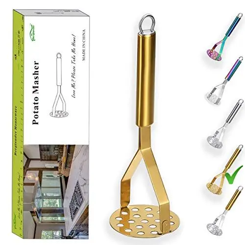 Produktbild: Berglander Kartoffelstampfer, Hochleistungs Goldkartoffel-Ricer aus rostfreiem Stahl mit Titanbeschichtung, Stampfer, Küchenstampfer, Gemüsefruchtstampfer