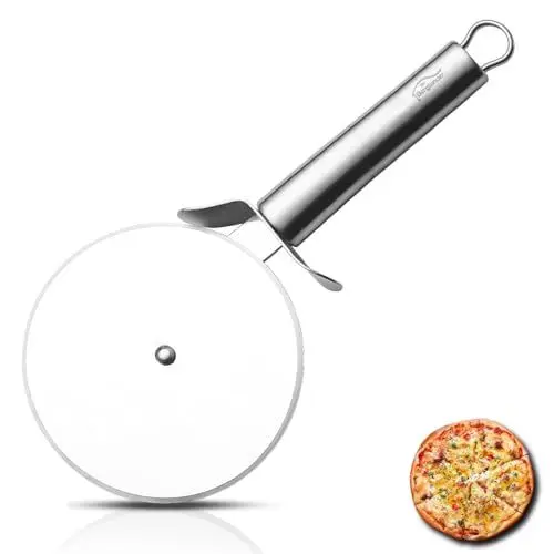 Produktbild: Berglander Pizzarad, Titanbeschichtung Edelstahl Pizzaschneider, Super scharfer Pizzaschneider mit Titanbeschichtung, Gebäckschneider, leicht zu reinigen und zu lagern