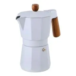Produktbild: BERGNER NATURALLY - Kaffeemaschine 6 Tassen Aluminium Weiß - Leichtes und langlebiges Design - Silikonring - Ideal für den täglichen Gebrauch - Leicht zu reinigen