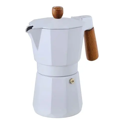 Produktbild: BERGNER NATURALLY - Kaffeemaschine 6 Tassen Aluminium Weiß - Leichtes und langlebiges Design - Silikonring - Ideal für den täglichen Gebrauch - Leicht zu reinigen