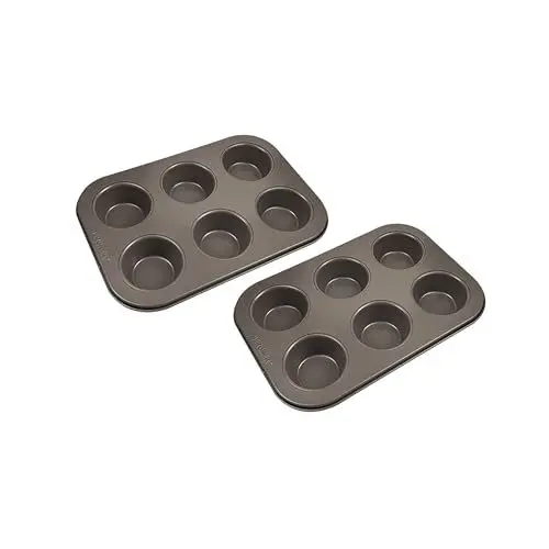 Produktbild: BERGNER BAKING LOVERS - Set von 2 x 6 Cup Muffinformen - Kohlenstoffstahl mit Ilag Essential, PFOA frei, leicht zu reinigen