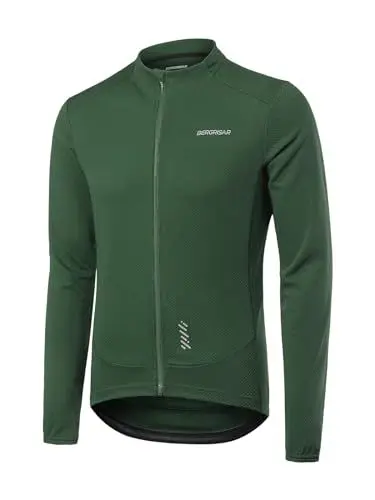 Produktbild: BERGRISAR Herren Fahrradtrikot Radtrikot Langarm für Frühling Herbst Rennrad MTB Mountainbike Trikots, Grün, XL