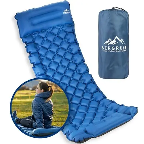 Produktbild: BERGRUHE Selbstaufblasende Isomatte inkl. Fußpumpe, Outdoor Camping, Komfort