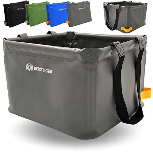 Produktbild: BERGTIGER® 500D Tarpaulin, Faltschüssel Camping 18L / 21L mit EXTRA GRIFF I Faltbare Outdoor Spülschüssel & Spülwanne I Waschschüssel faltbar zum Abwaschen I robustes Camping Zubehör