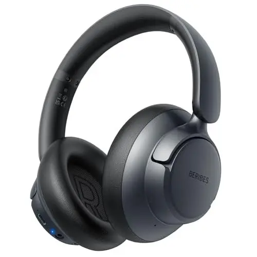 Produktbild: BERIBES Bluetooth Kopfhörer Over-Ear,Active Noise Cancelling Kopfhörer mit Mikrofon,Transparenten Modi, 70h Spielzeit im ANC-Modus,Hi-Res Audio, Tiefer Bass,Schnellladung,3.5MM Cable