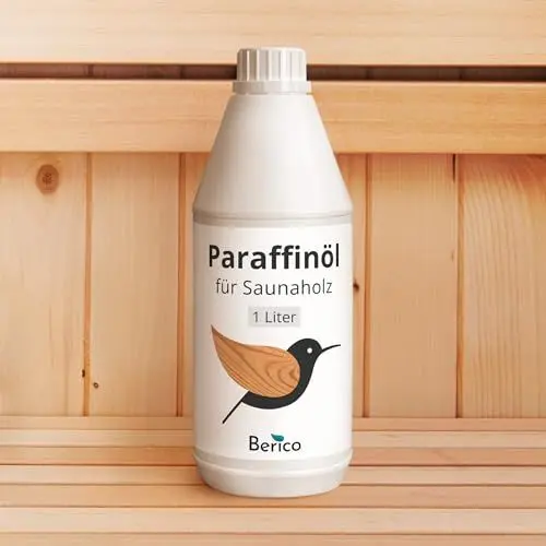 Produktbild: BERICO Holzöl für Saunaholz - 2 Liter Paraffinöl - Geruchlos - Natürliches Pflegeöl zum Schutz von Holzoberflächen in der Sauna