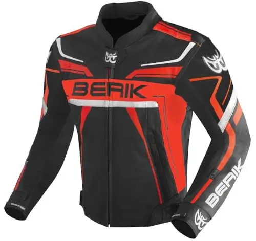Produktbild: Berik Absolute Race Motorrad Lederjacke, schwarz/neon-rot, 54