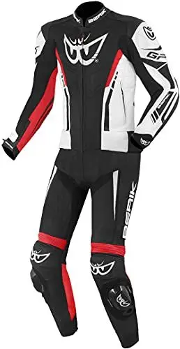 Produktbild: Berik Monza 2-Teiler Motorrad Lederkombi, schwarz/weiß/neon-rot, 56
