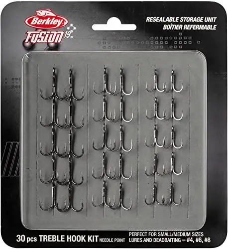 Produktbild: Berkley Fusion19 Drillingshaken Großpackung – Ersatz-Kit für Köderhaken – Hecht-Deadbait-Drillinge – Deadbait Haken – Hecht, Zander
