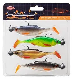 Produktbild: Berkley Pulse Realistic Roach Prerigged Softbait Shad mit Jigkopf – Ultra realistische Form und Action zum Raubfischangeln – Hecht, Zander, Barsch