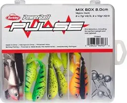 Produktbild: Berkley Pulse Shad Weichgummi Angelköder und Jigkopf Hakenset – Set aus Paddle Tail Soft Baits mit gewichtsangepassten Angelhaken für Hecht, Barsch, Zander