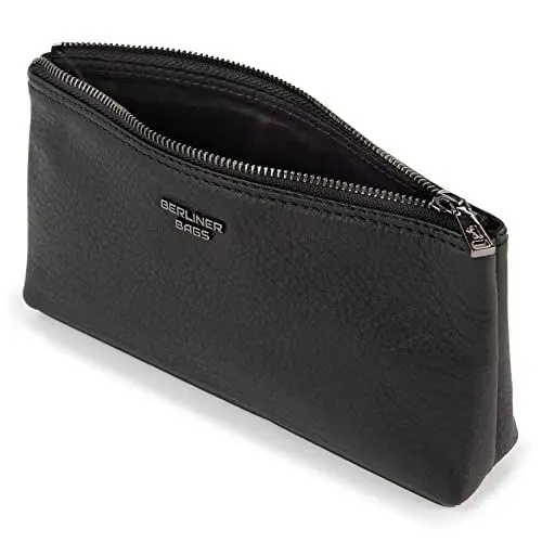 Produktbild: Berliner Bags Premium Kosmetiktasche Anna aus Leder, Kleines Mäppchen für Damen und Mädchen (Schwarz)