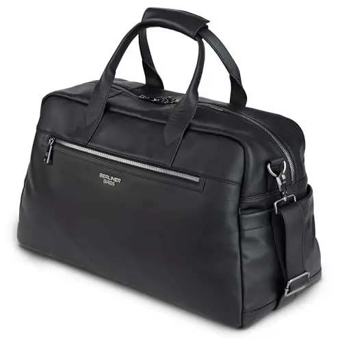 Produktbild: Berliner Bags Premium Weekender Milan, Reisetasche aus Leder, Handgepäck für Damen und Herren - Schwarz