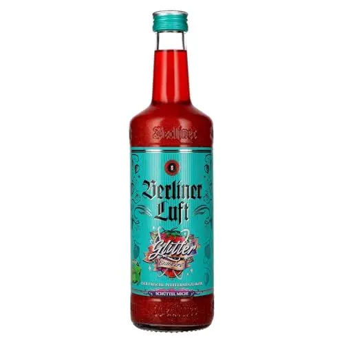 Produktbild: Berliner Luft Glitter Erdbeere | Kultiger Pfefferminzlikör mit Erdbeergeschmack und Glitzer | Minze & Erdbeere | Vegan & glutenfrei | Made in Berlin | 18% Vol. | 0,7L