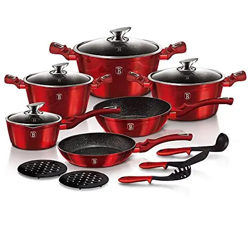 Produktbild: Berlinger Haus 15Pcs Metallisch Kochgeschirr Set - Weinrot