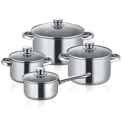 Produktbild: Berndes 4-teiliges Topfset New Roma, Kochtopf Set aus Edelstahl, induktionsgeeignet, Töpfe mit Deckel