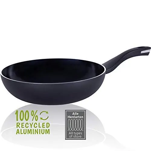 Produktbild: Berndes Pfanne 28 cm, b.Green Alu Recycled Induction, Wokpfanne hergestellt zu 100% aus recycelten Getränkedosen, Aluminium