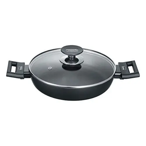 Produktbild: Berndes Servierpfanne 24cm - Alu Induktion - Pfanne mit hohem Rand & Soft-Touch Griffen, Induktionspfanne antihaft-beschichtet, induktionsgeeignet, zum Braten, Schmoren & Servieren, 11365, schwarz
