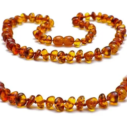 Produktbild: Bernstein-Halsketten, handgefertigte Perlen-Halskette, echter Stein, Cognac, baltischer Bernstein, Geschenk-Set für Mädchen, Jungen, Männer, Mutter, Damen-Halskette, Keramik Stein Keramik Steine