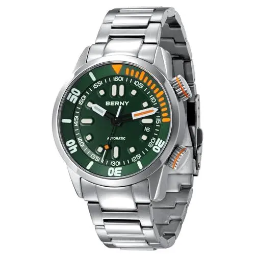 Produktbild: BERNY Automatikuhr für Männer 200M Taucheruhr Armbanduhr Saphirglas Langlebiges Edelstahlband Super Leuchtend Herrenuhren