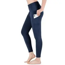Produktbild: beroy Reitleggings Mädchen mit Gürtelschlaufe, Reithose Damen Vollbesatzhose,Flex Reitsport Leggings mit Handytasche Navy XXXL
