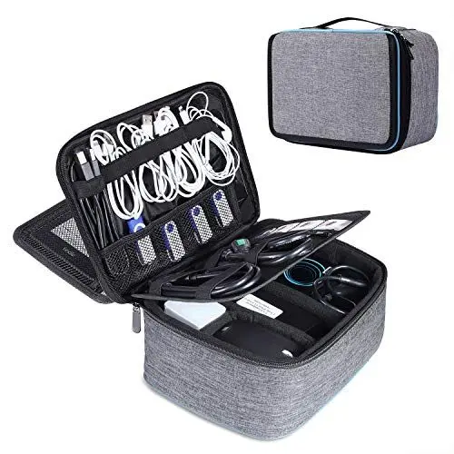 Produktbild: BERTASCHE Kabel Taschen Groß Kabeltasche mit 11 Zoll Tabletfach 3 Schicht Kabelorganizer für Reise Arbeit Uni Elektronik Zubehör Tasche