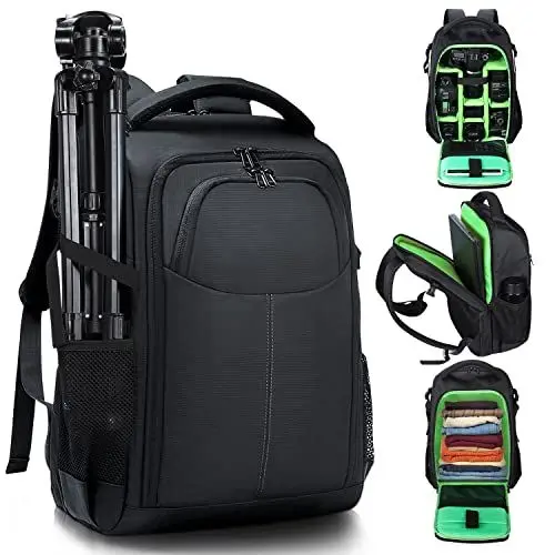 Produktbild: BERTASCHE Kamerarucksack DSLR SLR Wasserdicht Fotorucksack mit 15,6 Zoll Laptopfach Groß Kameratasche für Canon Nikon Sony Kameras Digital Objektive Teleobjektiv Laptop Stative mit Regenhülle