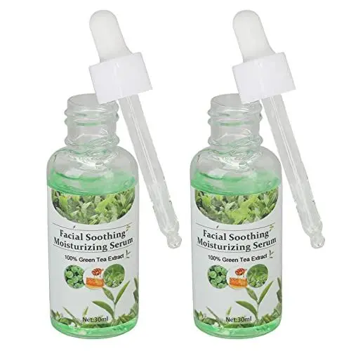 Produktbild: 2 Stü Beruhigendes Serum mit Grünem Tee, Hautreparaturserum, Entfernung von Gesichtsrötungen, Aufhellendes Verjüngendes Gesichtsserum, Porenverfeinerung Straffende