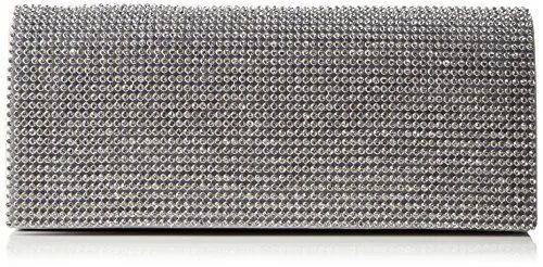 Produktbild: Berydale Damen Satin Handtasche mit Strassbezug, Clutch Schultertasche mit Zusatzkette und Magnetverschluss, Silber