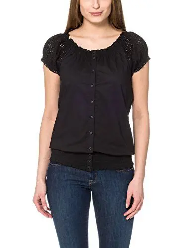 Produktbild: berydale Carmenbluse mit Lochstickerei, Damen, Schwarz, 38