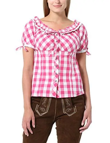 Produktbild: berydale Karo-Bluse im Trachtenstil/Bayernlook, Damen, Pink/Weiß, 36