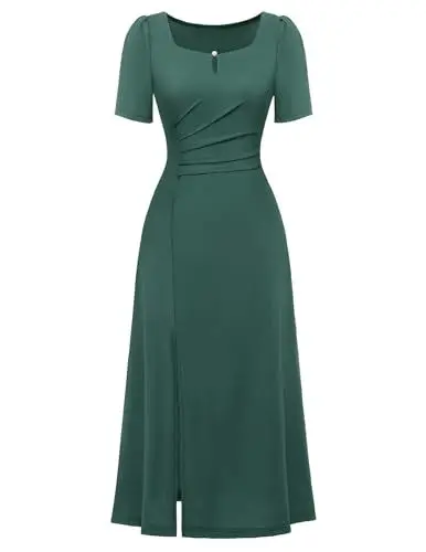 Produktbild: Berylove Cocktailkleid Damen Konfirmationskleider Lang Abschlusskleider Brautkleider Hochzeitskleider Kleid Damen Elegant Festlich BLLW001 DarkGreen M