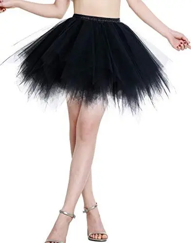 Produktbild: Berylove Tutu Damenrock Tüllrock Kurz Ballet Tanzkleid Unterrock Cosplay Crinoline Rockabilly Petticoat für Karneval Partykleid BLP6008Black S