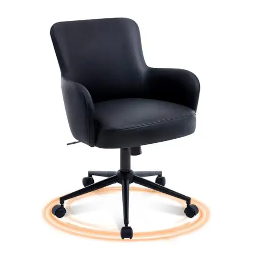 Produktbild: BERYTH Homeoffice Stuhl Bürostuhl Ergonomischer Schreibtischstuhl mit Verstellbarer Höhe, bis 136 kg belastbar Drehstuhl für Schlafzimmer Büro Wohnzimmer Schwarz, Cappuccinobeige, Braun